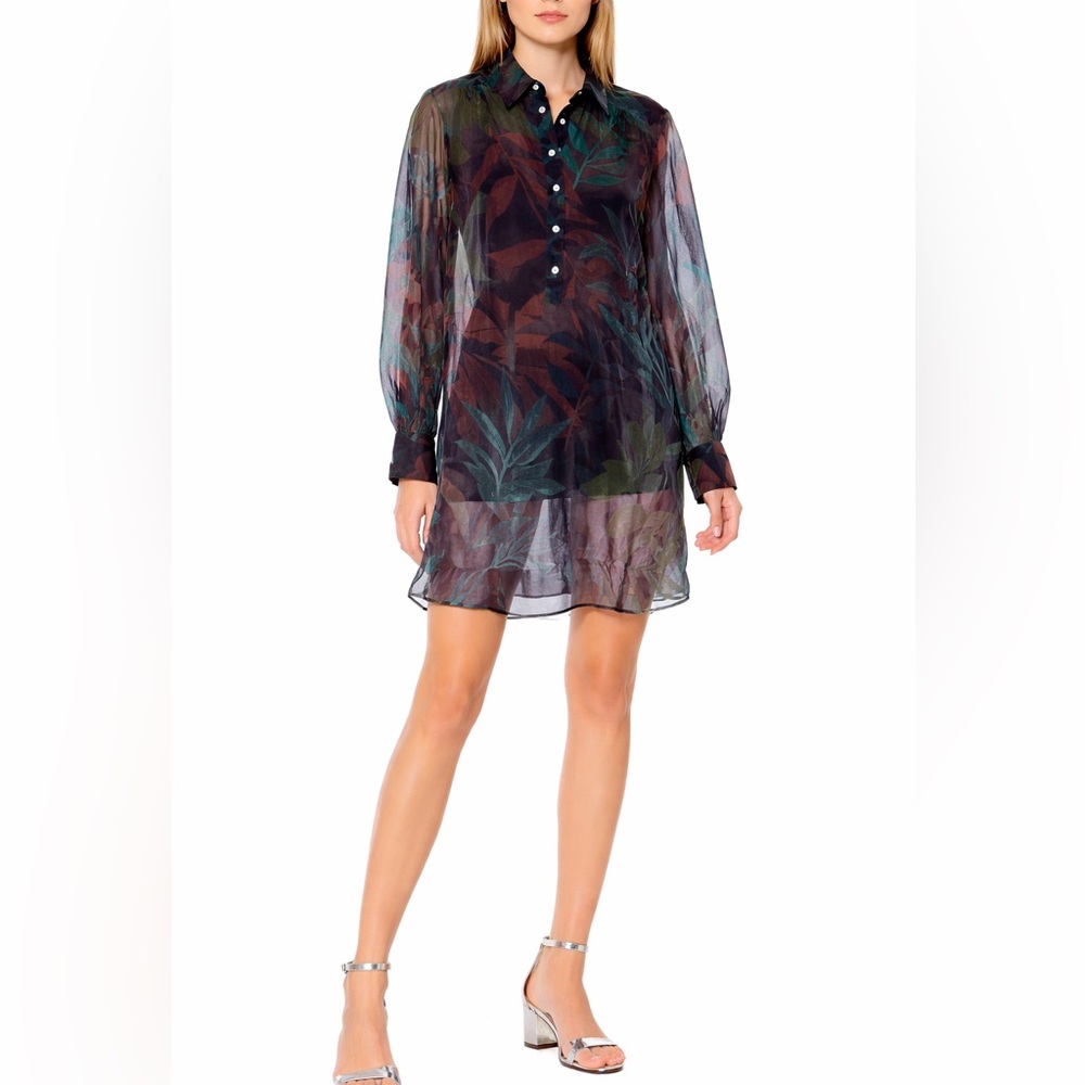 ERES Paris Sheer Botanical Shirt Dress Tunic | Resort Cover-Up